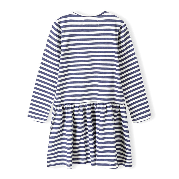 שמלת מינוטי כחולה-לבנה עם קשת תינוקת