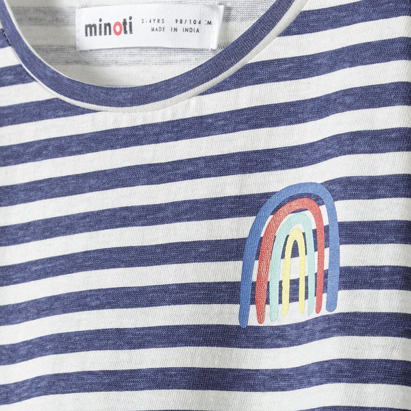 שמלת מינוטי כחולה-לבנה עם קשת תינוקת