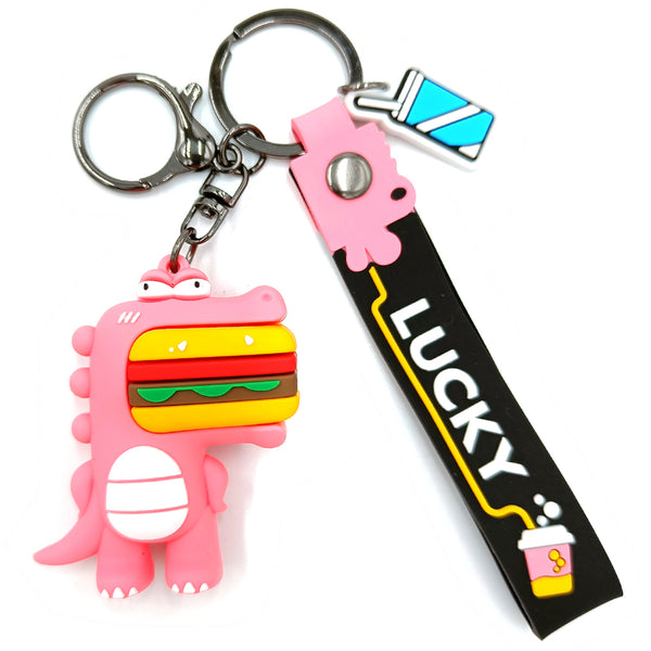 מחזיק מפתחות דינוזאור עם המבורגר