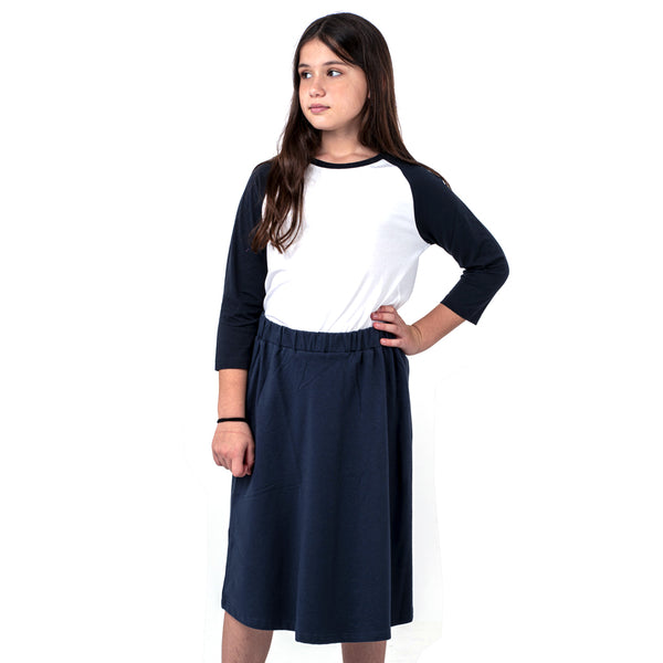 מארז 3 חצאיות ברך פרנץ' טרי שחור-כחול-מרנגו בנות