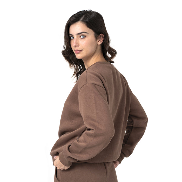 סווטשירט עם מנז'ט וצווארון מעוגל