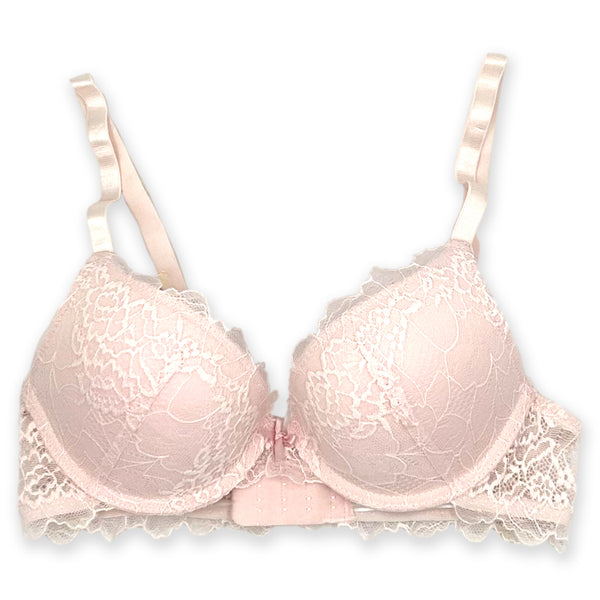זוג חזיות תחרה עם פוש-אפ ברזלית ורוד-אפור נשים 75A-85C