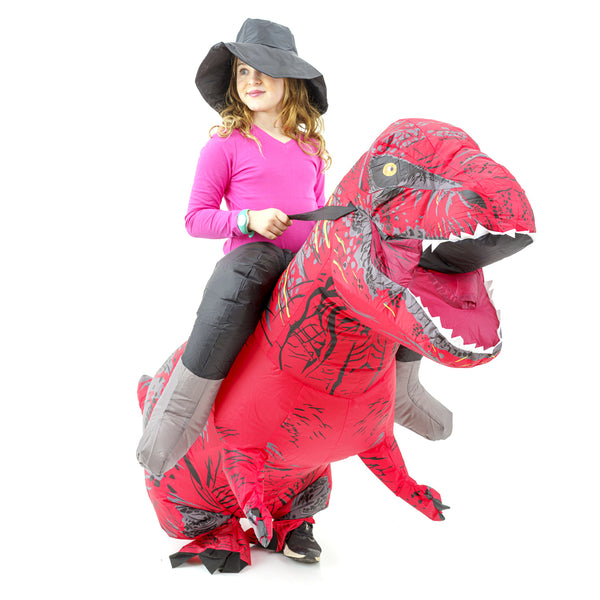 תחפושת מתנפחת טי-רקס עם רוכב לילדים ובוגרים