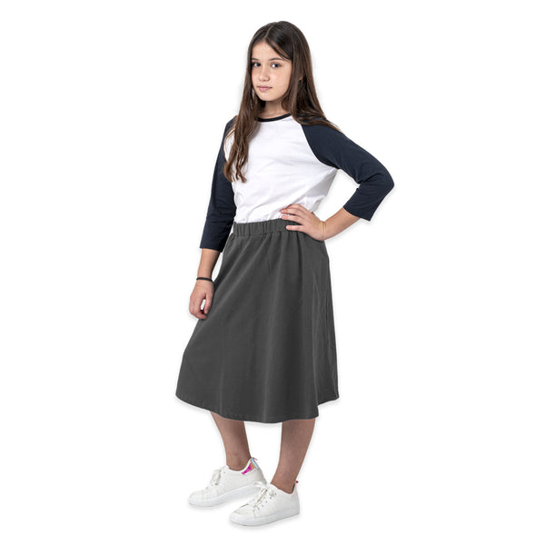 מארז 4 חצאיות ברך שחור-פלדה-כחול בנות 10-16