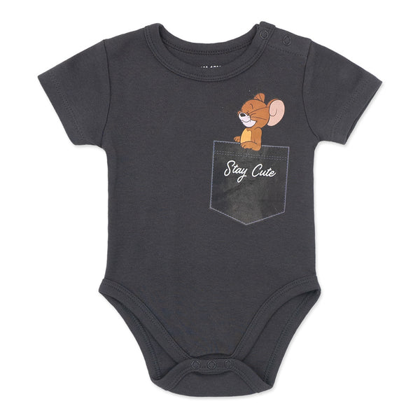 זוג בגדי גוף טום וג'רי ורוד-פלדה תינוקות בנות