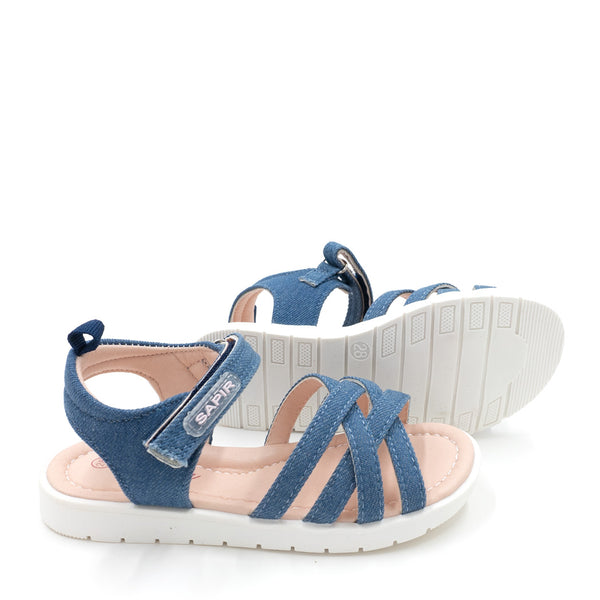 סנדלים עם רצועת ג'ינס קלועה בנות