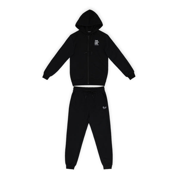 סט חליפה שחורה חולצה ומכנס פוטר