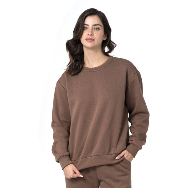 סווטשירט עם מנז'ט וצווארון מעוגל