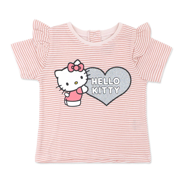 זוג חולצות הלו קיטי לבן-אפרסק תינוקות בנות