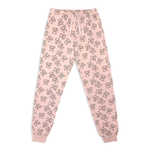 זוג פיג'מות פוטר מודפסות שחור-אפרסק בנות