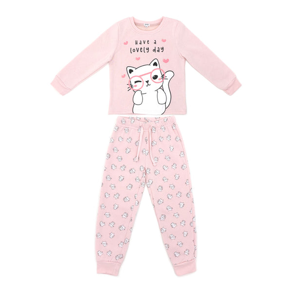 זוג פיג'מות פוטר מודפסות ורוד-סגול בנות