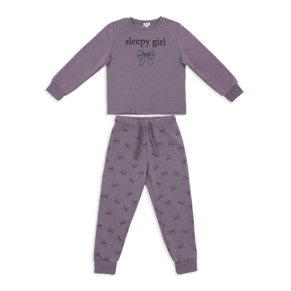 זוג פיג'מות פוטר מודפסות ורוד-סגול בנות