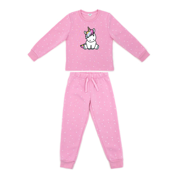 זוג פיג'מות פוטר מודפסות ורוד-לבן בנות