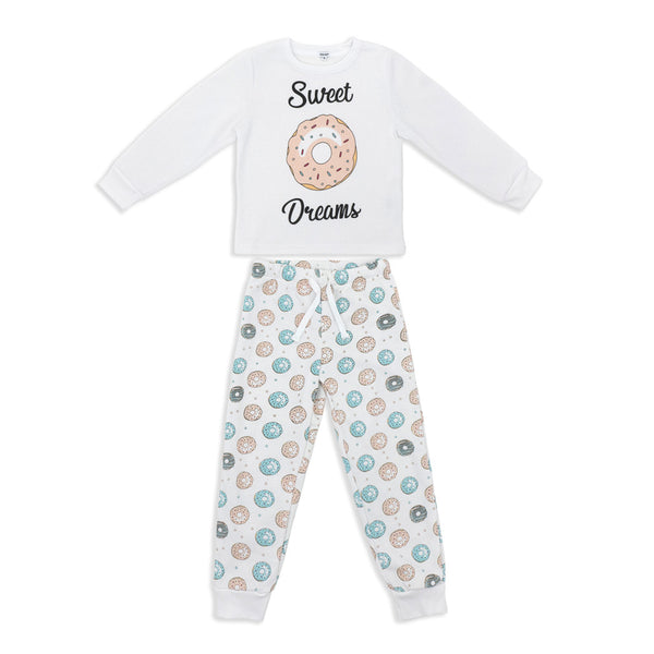 זוג פיג'מות פוטר מודפסות ורוד-לבן בנות