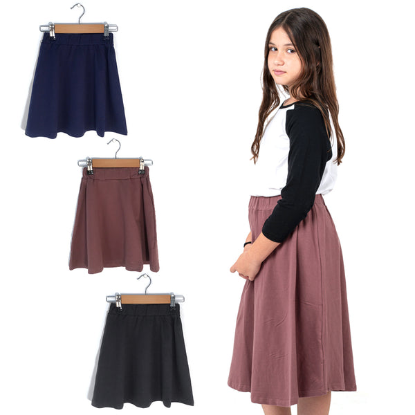 מארז 3 חצאיות ברך פרנץ' טרי שחור-כחול-חום בנות