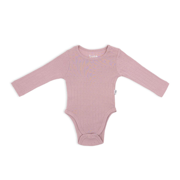 זוג בגדי גוף ריב מקושט ורוד-אפרסק תינוקות בנות