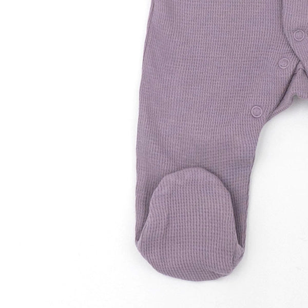 סט אוברול, בגד גוף וסינר בד ופל סגול-אפרסק תינוקות בנות