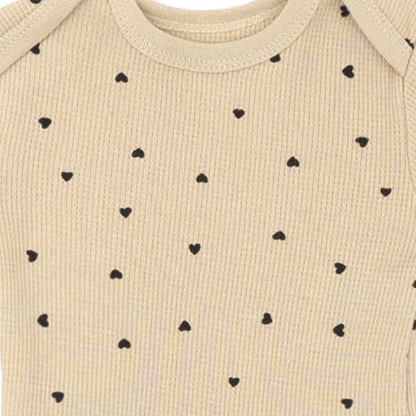 סט אוברול, בגד גוף וסינר בד ופל בז'-קאמל תינוקות בנות