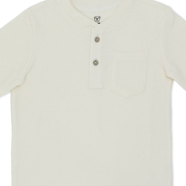 חולצת ריב עם כפתורים וכיס בנים