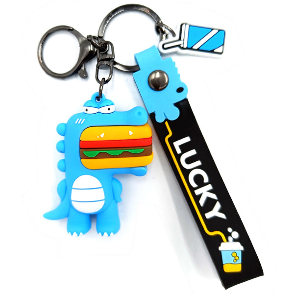 מחזיק מפתחות דינוזאור עם המבורגר