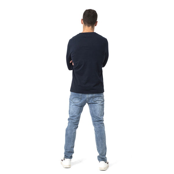 חולצת טי-שירט ארוך כחול נייבי YALE גברים XS-XXL