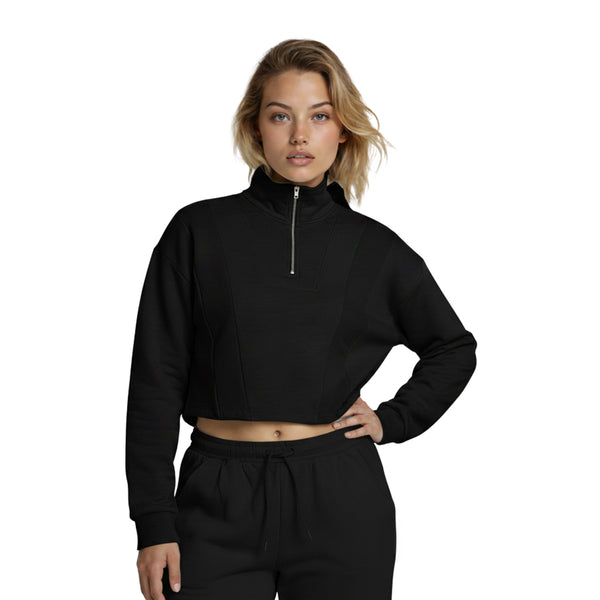 חולצת פרנץ' טרי צווארון רוכסן נשים