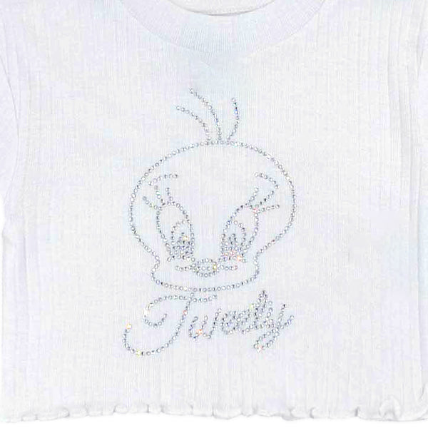 חולצת ריב עם תבליט אבנים טוויטי בנות