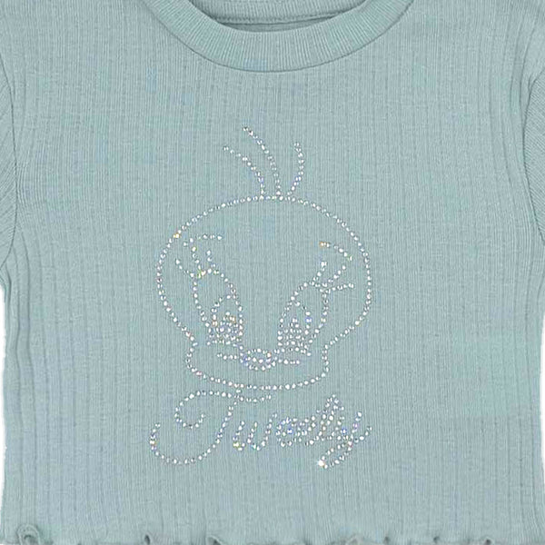 חולצת ריב עם תבליט אבנים טוויטי בנות