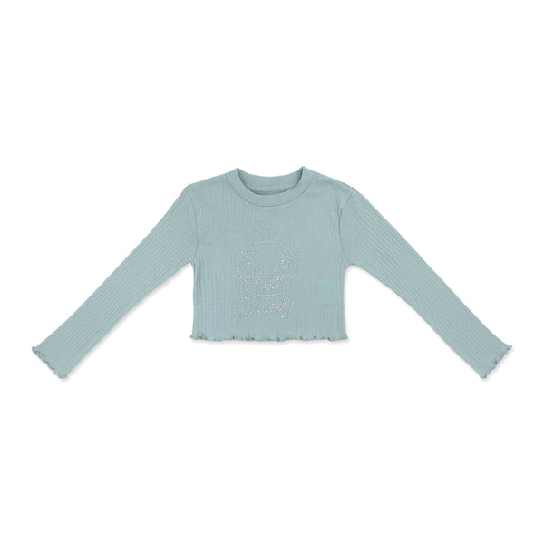 חולצת ריב עם תבליט אבנים טוויטי בנות