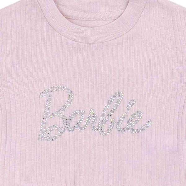 חולצת ריב עם תבליט אבנים Barbie בנות