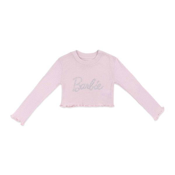 חולצת ריב עם תבליט אבנים Barbie בנות