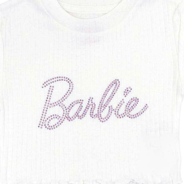 חולצת ריב עם תבליט אבנים Barbie בנות