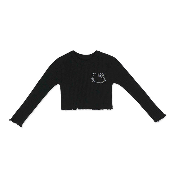 חולצת ריב עם תבליט אבנים הלו קיטי בנות