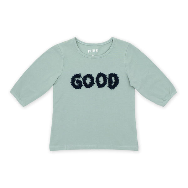 זוג חולצות עם אפליקציות ושרוול 3/4 לבן-מנטה בנות