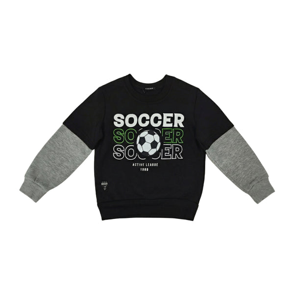 סווטשירט בנים עם הדפס כדורגל