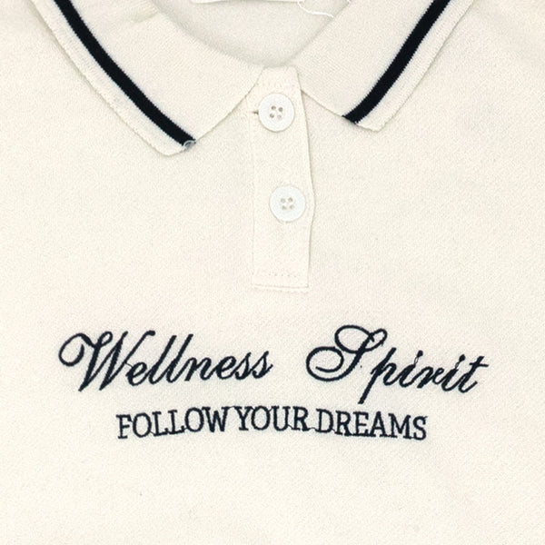 סווטשירט רקומה עם צווארון כפתורים