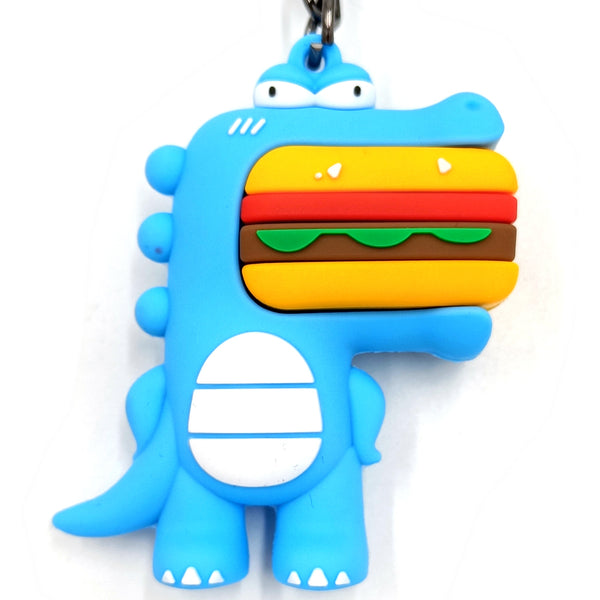 מחזיק מפתחות דינוזאור עם המבורגר