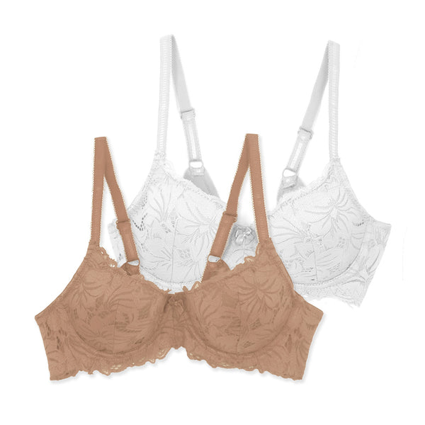 זוג חזיות בייסיק עם תחרה וריפוד קל נשים