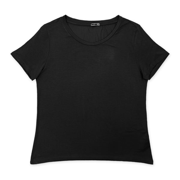 חולצת ויסקוזה חלקה צווארון עגול נשים