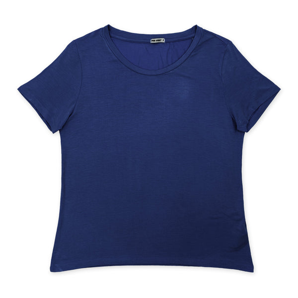 חולצת ויסקוזה חלקה צווארון עגול נשים