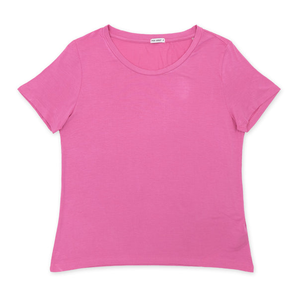 חולצת ויסקוזה חלקה צווארון עגול נשים