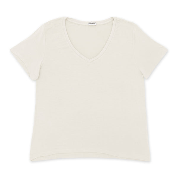 חולצת ויסקוזה חלקה צווארון וי נשים