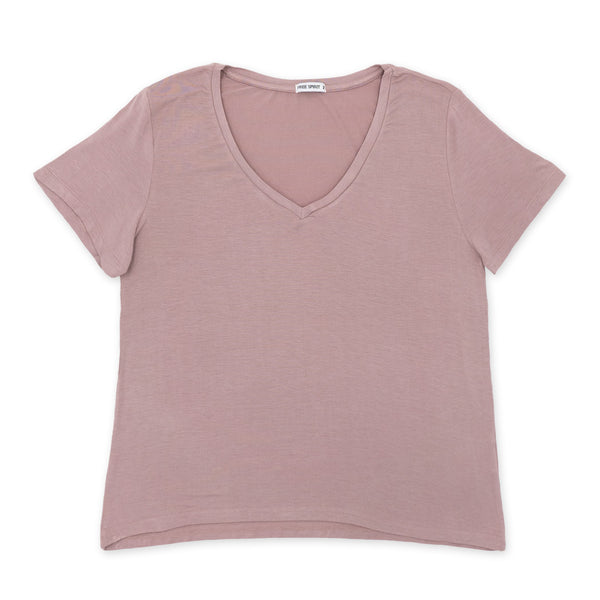 חולצת ויסקוזה חלקה צווארון וי נשים