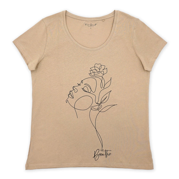 חולצה עם רישום פנים Just Breathe נשים