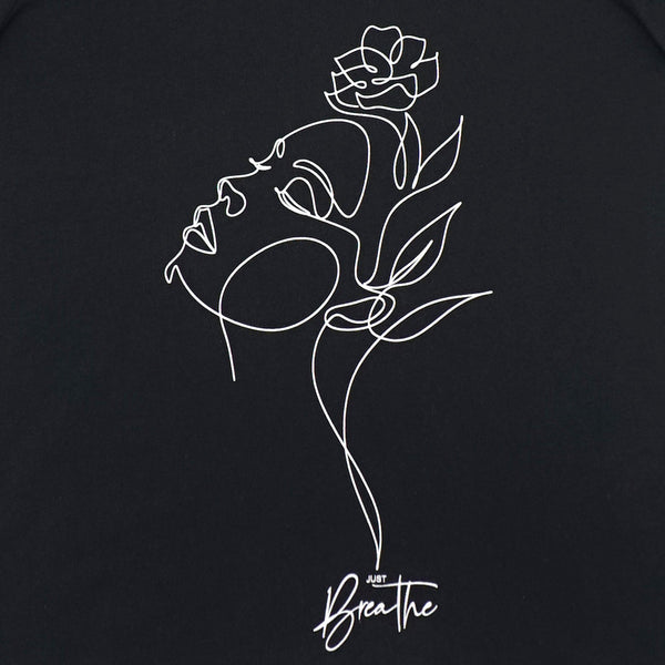 חולצה עם רישום פנים Just Breathe נשים