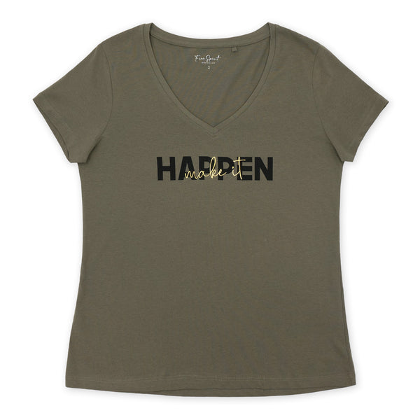 חולצה עם צווארון וי Make It Happen נשים