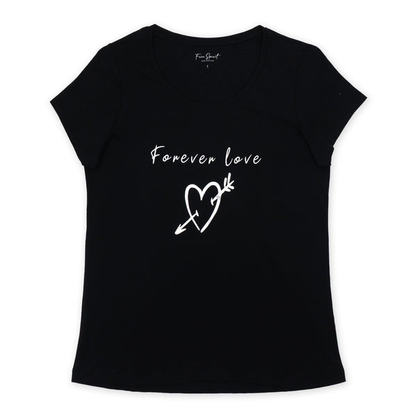 חולצה עם הדפס נוצץ Forever Love נשים