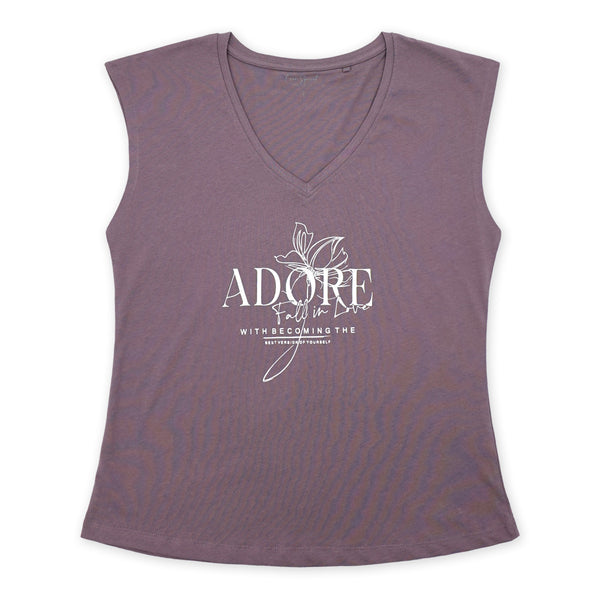 חולצה עם כתף שמוטה וצווארון וי Adore נשים