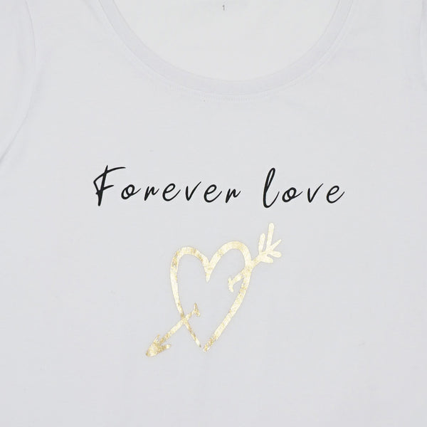 חולצה עם הדפס נוצץ Forever Love נשים