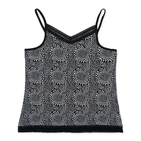 פיג'מת גופיה מודפסת עם תחרה נשים